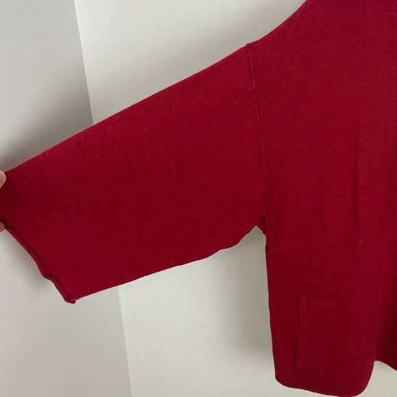 J Jill Cashmere Sweater Red Bell Sleeve Kimono Pullover Top Size XS Knit Minimal - Picture 6 of 12